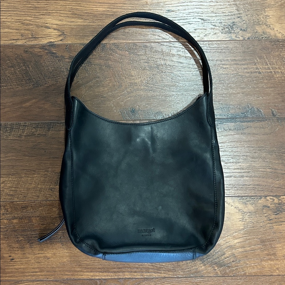 MARGOT Black Leather SWAGGER 3 COMPARTMENT TOTE